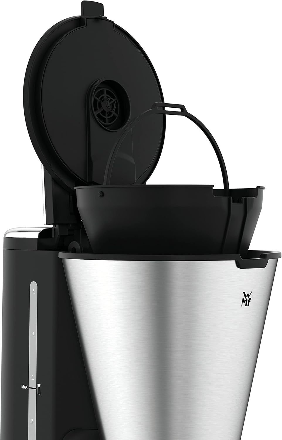 WMF Küchenminis Aroma Filterkaffeemaschine, 870 Watt, cromargan matt & Küchenminis 1-Scheiben Toaster Langschlitz XXl-Toast Brötchenaufsatz 7 Bräunungsstufen Überhitzungsschutz 600W Edelstahl matt