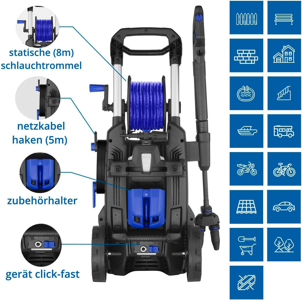 Idropulitrice AR Blue Clean e-1600P con Patio Cleaner e Spazzola Fissa (1600 W, 125 bar, 420 l/h)