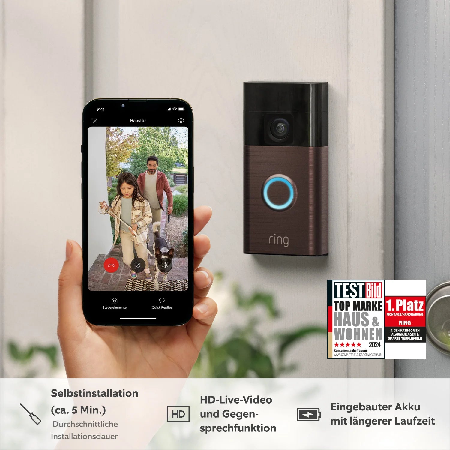 Videocitofono a batteria + telecamera interna (2ª generazione)