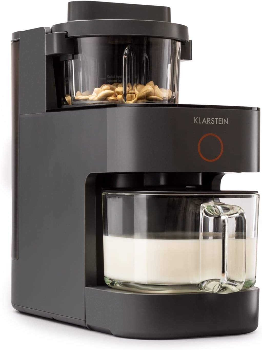 Klarstein Mixer, frullatore con motore da 300 W e potenza di riscaldamento da 1250 W, frullatore ad alte prestazioni per la preparazione di latte vegetale, frullatore per smoothie con tecnologia di riscaldamento a 360°, 30.000 giri/min, touchscreen, nero