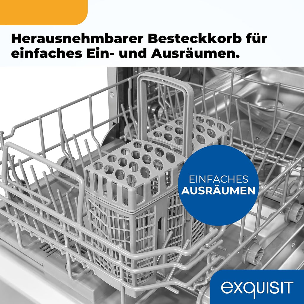 Lavastoviglie Exquisit, 45 cm di larghezza, parzialmente integrata, 9 coperti, 9 litri, partenza ritardata, modalità ECO, lavastoviglie 45 cm, EGSP51009-EB-030E inox