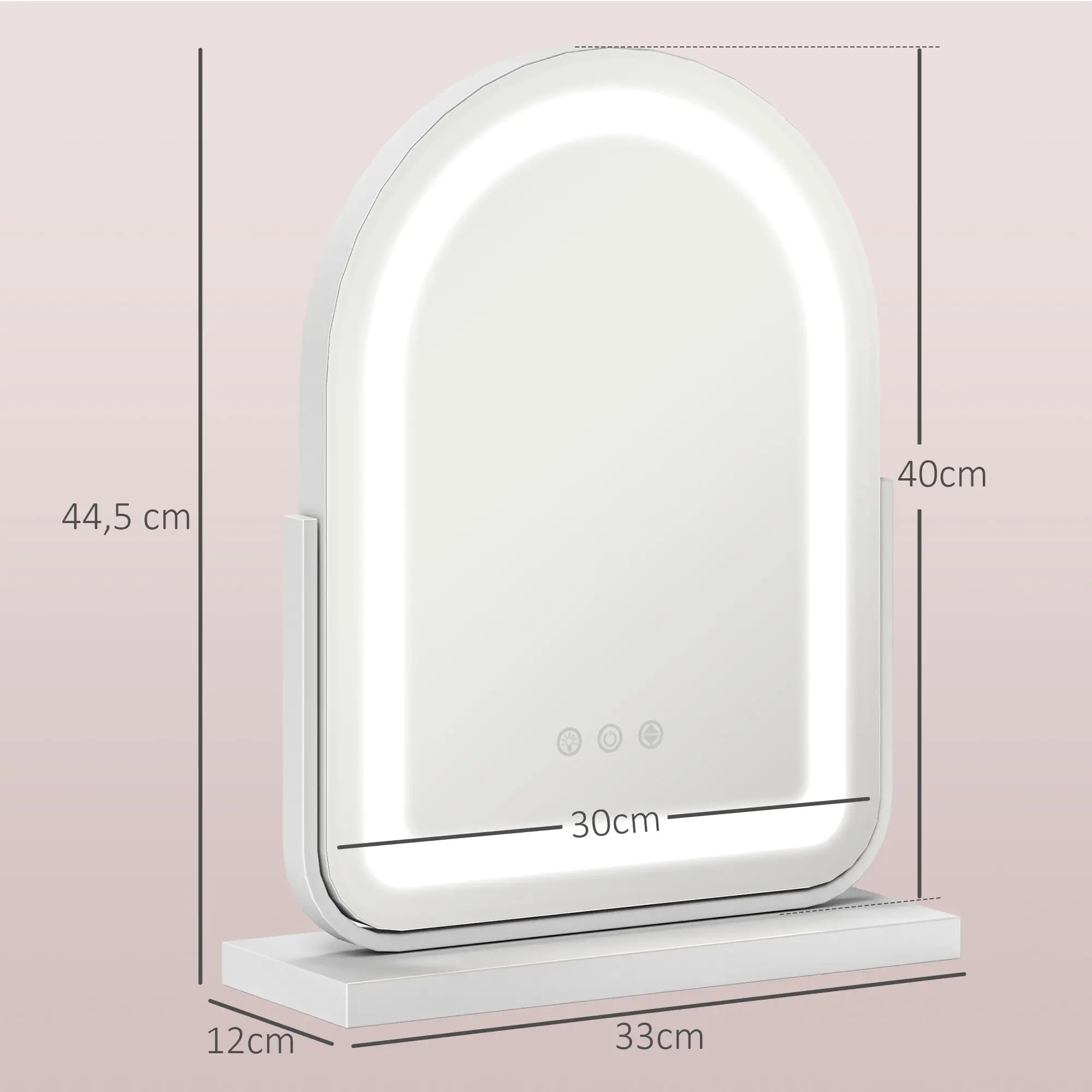 HOMCOM Specchio per Trucco con Illuminazione LED Controllo Touch Bianco