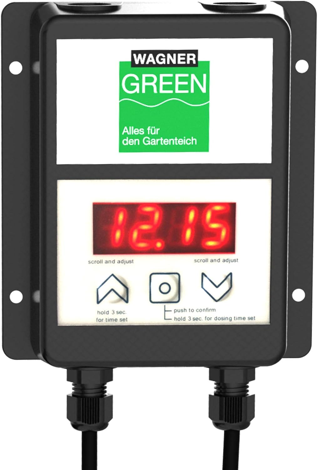 Wagner Green Teich Futterautomat Automatic Fishfeeder 7 Liter, programmierbarer Futterspender für Fischfutter Pellets…