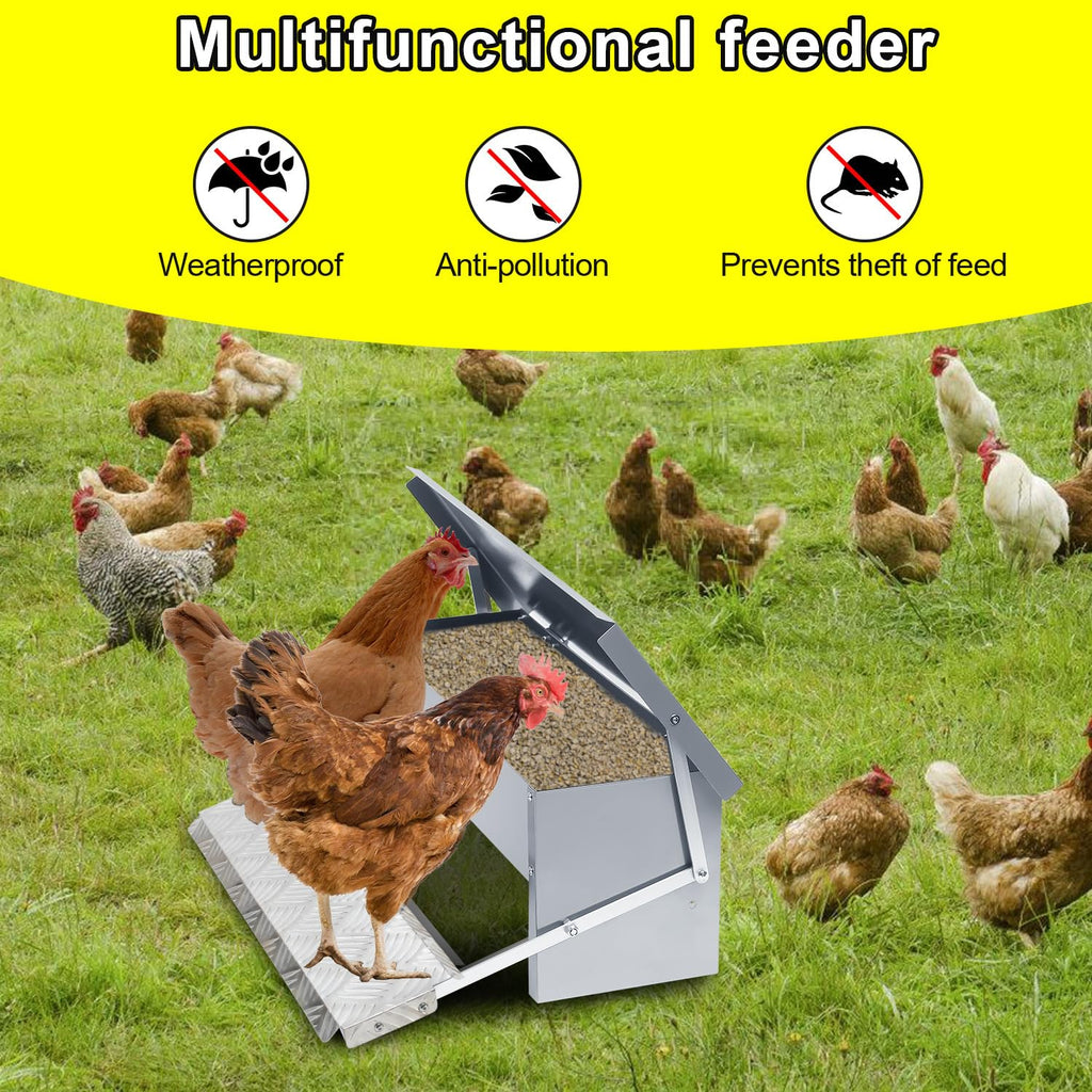 Aopunly 3x Futterautomat für hühner Geflügel mit Deckel Futterspender, 5kg Fußpedal selbstöffnender Futtertrog automat hühnerfutter