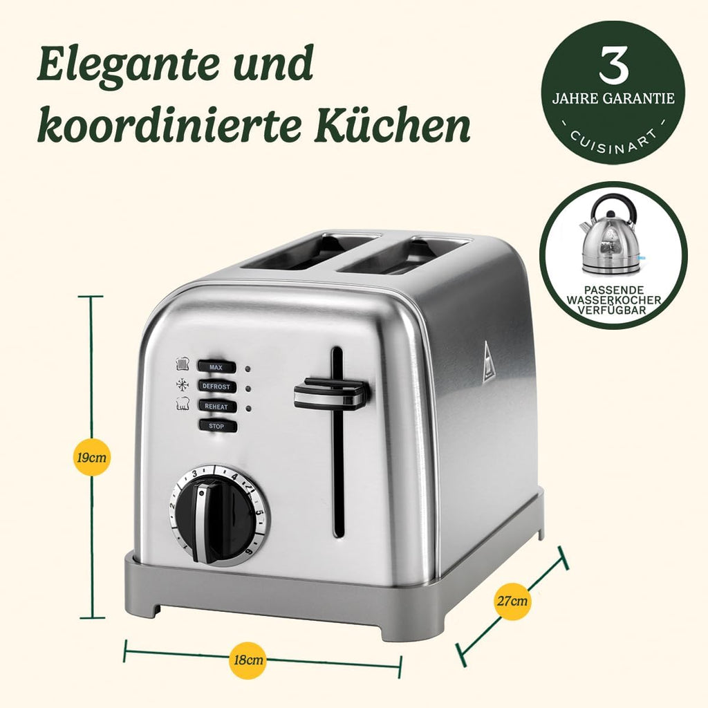Cuisinart 4-Scheiben-Toaster | Breite Schlitze, ideal für dickes Brot und Bagels | 6 Brunungsstufen plus Abtauung | Breite Schlitze,High-Lift-Hebel | Passender Wasserkocher erhltlich | Perle