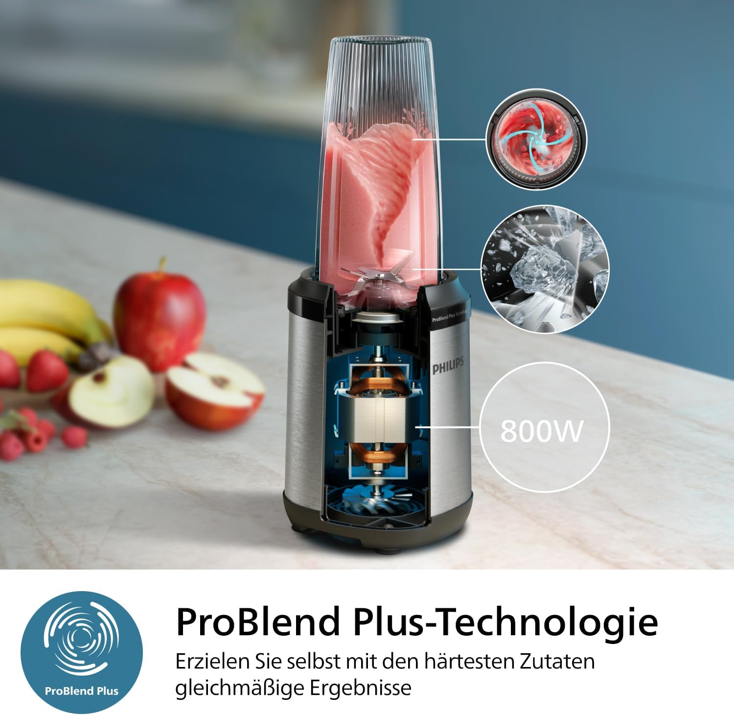 Philips Frullatore e Smoothie Maker – 600W, caraffa da 2 litri, app con ricette, 2 velocità + funzione Pulse, ProBlend, funzione tritaghiaccio (HR2291/41)