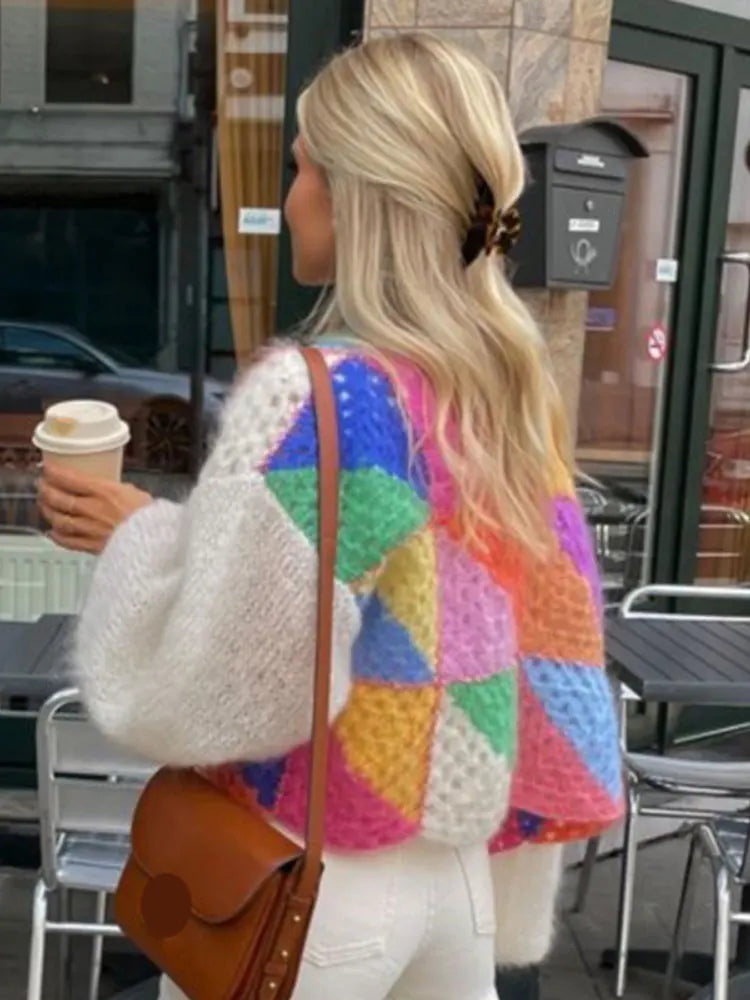 Lozenda - Lssiger Multicolor-Strickpullover für Frauen