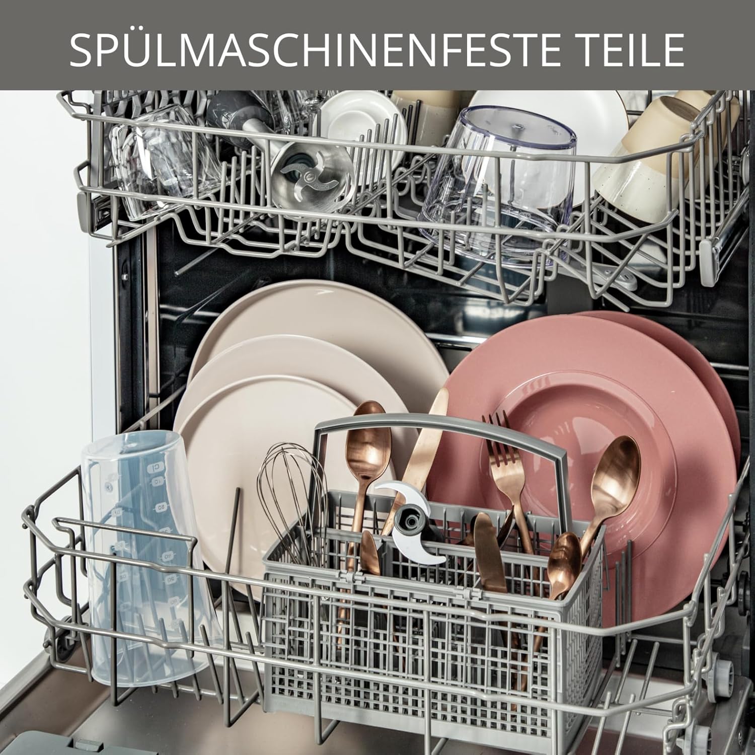 Krups KB403D Perfectmix + Hochleistungsstandmixer, 1.200W, 28.000 UpM, 2L Glasbehälter, 3 voreingestellte Programme, Powelix- Technologie, Edelstahl/Dunkelgrau