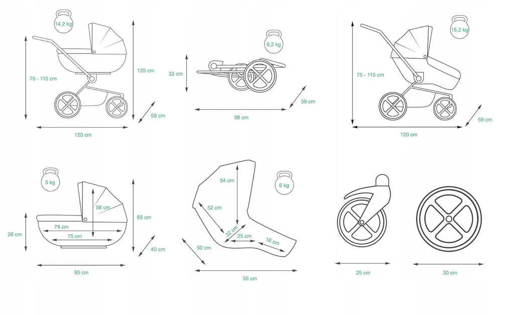 BabyLux® Bambimo Set Passeggino 3 in 1 - Optimal - incl. Navicella, Seduta Passeggino, Seggiolino Auto Ovetto - Seggiolino Auto - Set Passeggino - Passeggino Combinato con Borsa Fasciatoio, Parapioggia ecc.