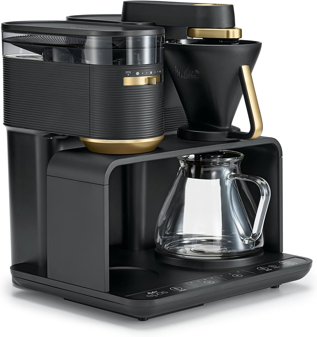 Melitta EPOS Macchina da caffè con macinacaffè, nero-argento