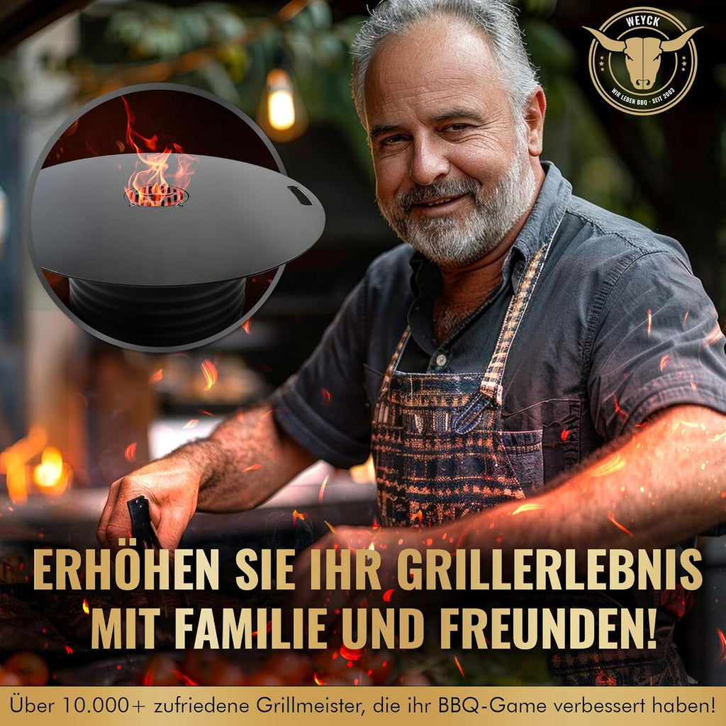 Piastra da fuoco per barbecue a sfera, maniglie 90 cm, spessore 5 mm #921 – INCL. inserto per grill, piastra per grill per braciere e ciotola da fuoco, piastra massiccia in acciaio Plancha Grillring per BBQ & Teppanyaki