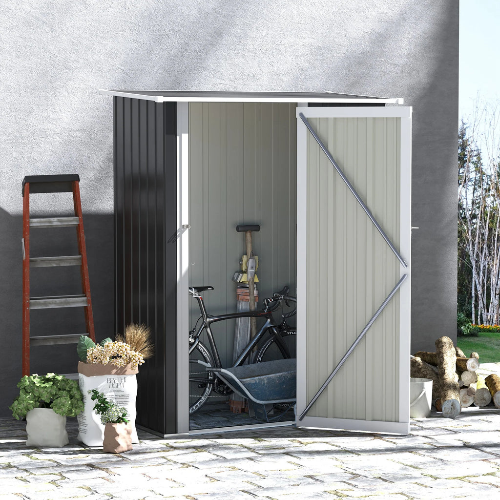 Outsunny Casetta per Attrezzi 142×84×189 cm Acciaio Grigio Scuro
