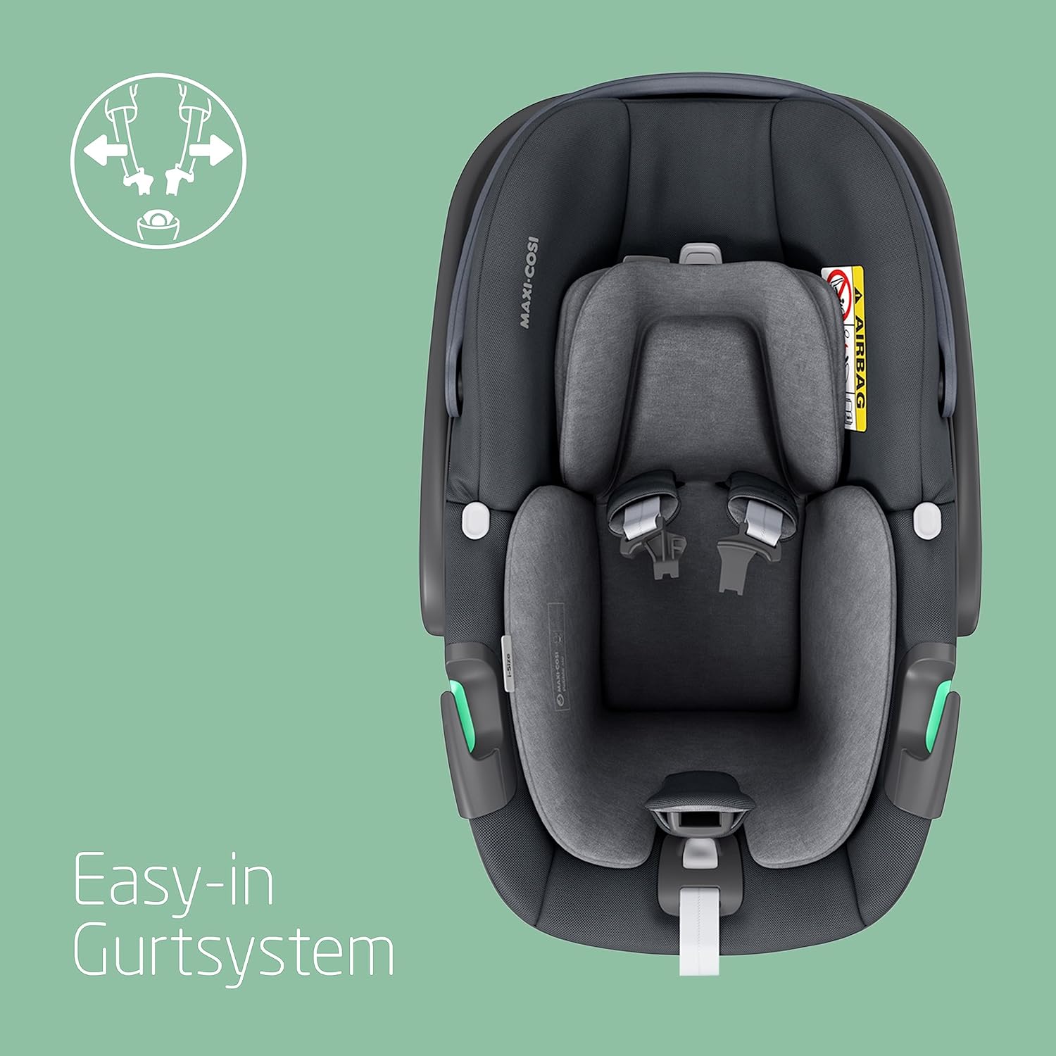 Maxi-Cosi Pearl 360 i-Size baby autositz, autositz 360 grad drehbar, 3 Monate - 4 Jahre (61-105 cm), Drehung mit nur einer Hand, ClimaFlow, Easy-In-Gurt, G-CELL, Authentic Black