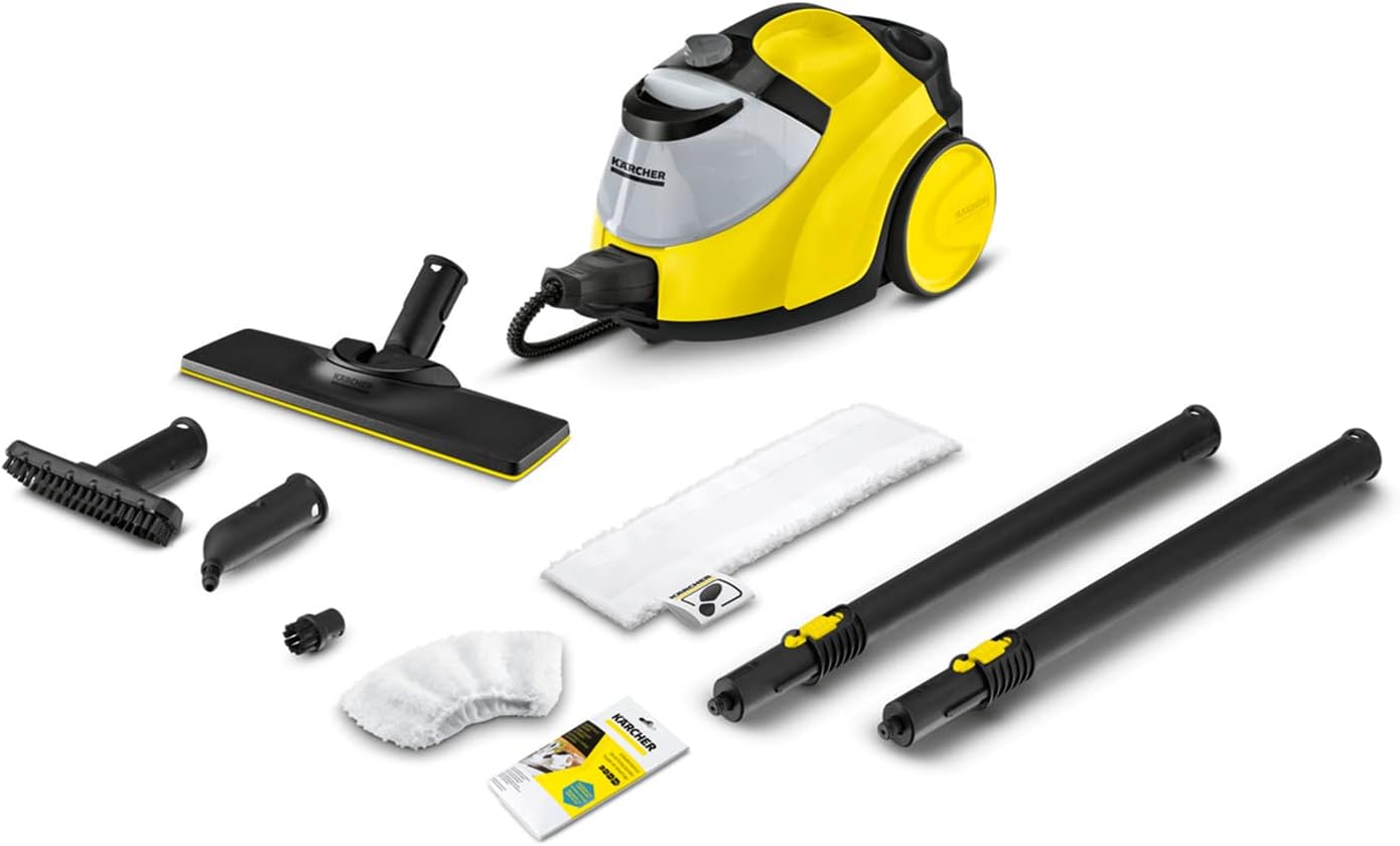 Pulitore a vapore Kärcher SC 5 EasyFix con funzione VapoHydro, pressione vapore: 4,2 bar, tempo di riscaldamento: 3 min., superficie: ca. 150 m², serbatoio: 0,5 l + 1,5 l, incl. kit per la pulizia dei pavimenti EasyFix e ugelli
