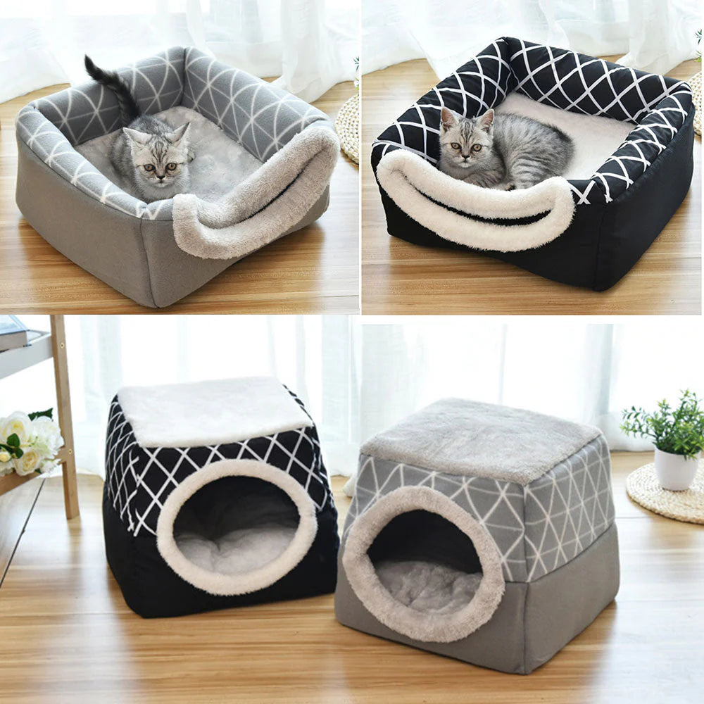 Cesto per gatti reversibile - Morbida cuccia per gatti e cesto portaoggetti in uno