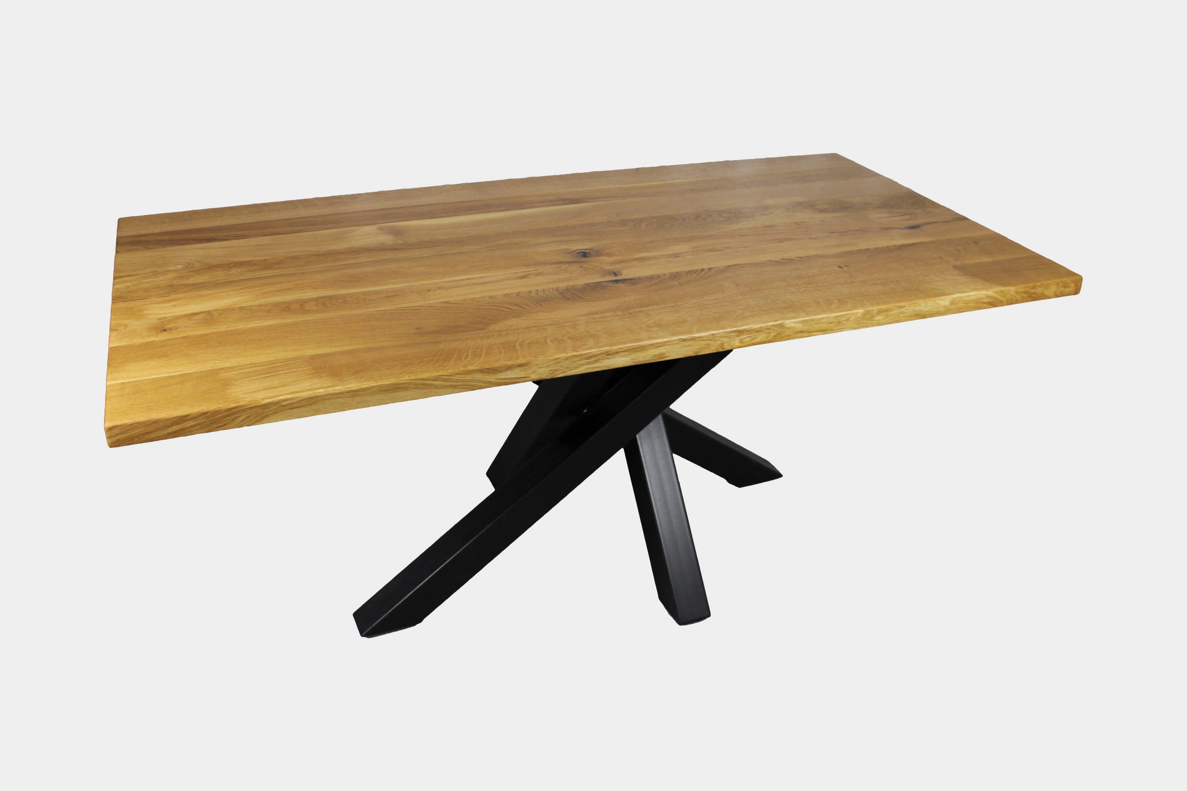 Serie UNA | Tavolo in legno massello - Rovere - gambe a ragno incluse - vari bordi e colori | Lunghezza: 160 - 300 cm | Larghezza: 90 - 100 cm