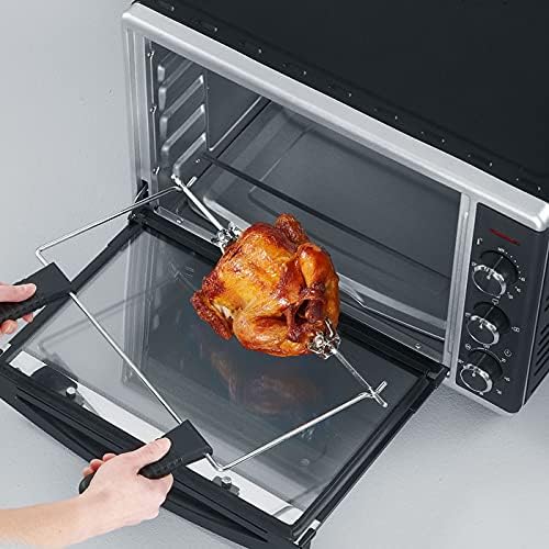 SEVERIN Forno e Tostapane con funzione ventilata, Mini Forno con griglia, teglia da forno, spiedo rotante e pietra per pizza, forno ventilato versatile con capacità di 42 L, 1.800 W, nero, TO 2058