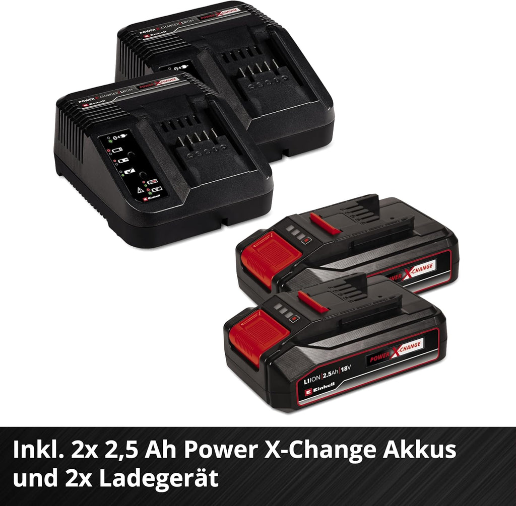 Einhell Akku-Rasenmäher GE-CM 36/33 Li Kit Power X-Change (36 V, 33cm Schnittbreite, bis 250 m², 30L Fangkorb, 25-65 mm Schnitthöhe, inkl. 2x 2,5 Ah Akkus + 2x Ladegeräte)