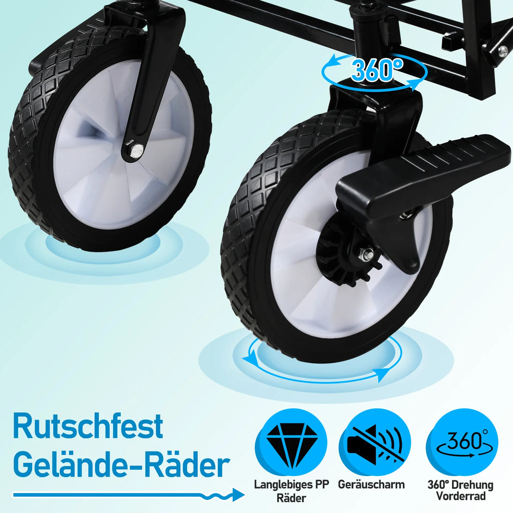 Carrello Pieghevole da Trasporto Sonnewelt Bollerwagen con Tetto, Portata 80 kg