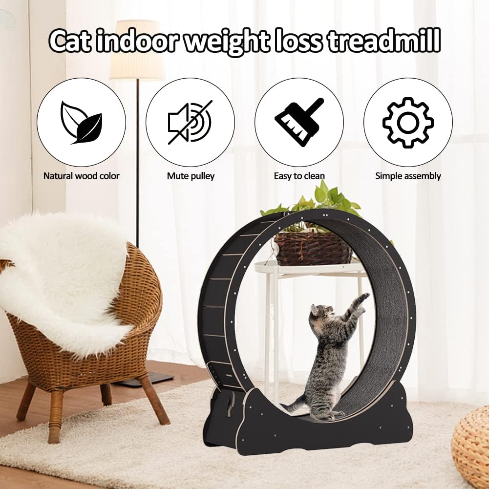 Keyzone Laufrad für Katzen, 1100 x 345 x 1170 mm Laufband für Katzen, Laufband mit Teppichboden, Fitnessgerät zur Gewichtsabnahme, Sportspielzeug für Katzen, für EIN längeres Leben der Katze
