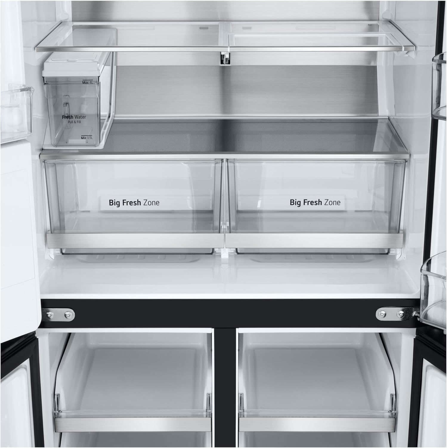 LG GMG861EPAE InstaView SLIM Multi-Door, Classe E, 508 L, Frigorifero Combinato, Erogatore di acqua, ghiaccio e ghiaccio tritato con UVnano, Total NoFrost, Compressore Smart Inverter, Wi-Fi, Colore Nero Opaco