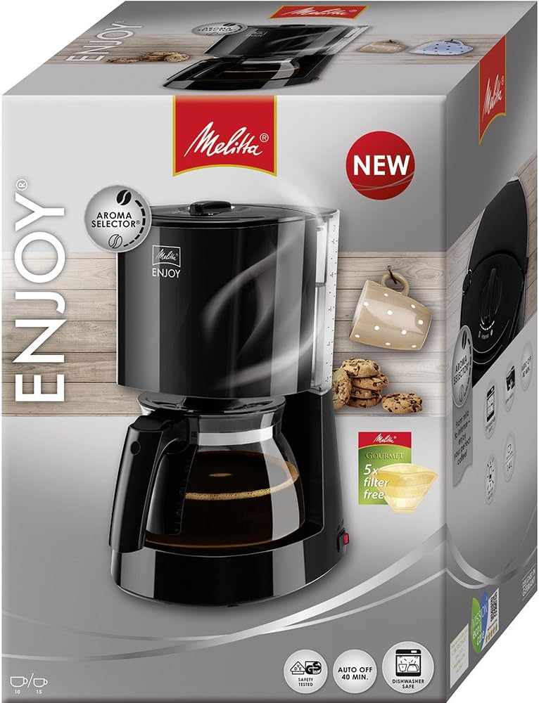 Melitta Enjoy - Macchina da caffè con filtro - con caraffa termica - sistema antigoccia - 8 tazze - bianco (1017-05)