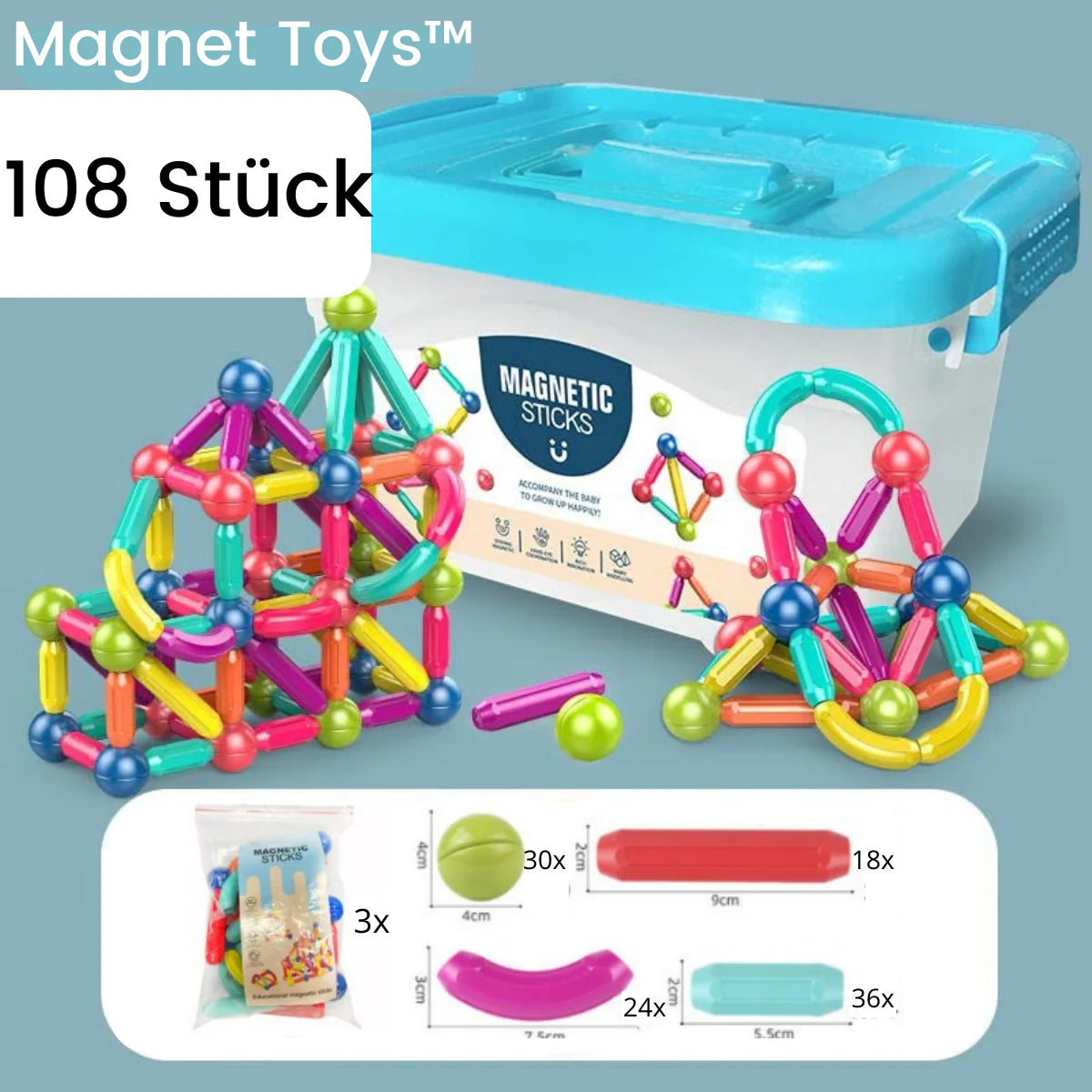 Giocattoli magnetici - Sviluppa la creatività - Bastoncini magnetici