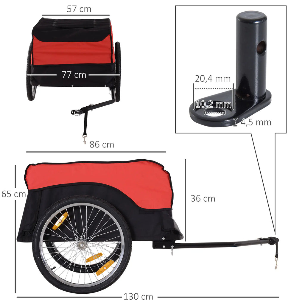 HOMCOM Rimorchio per bici, rimorchio per carico pieghevole con box di trasporto grande