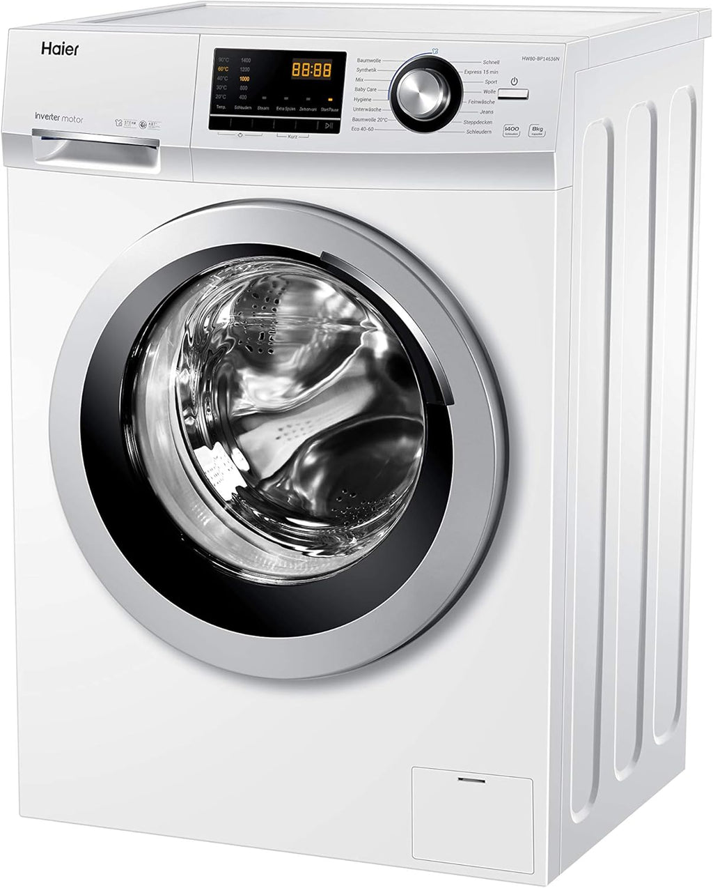 Haier HW100-BP14636N Waschmaschine / 10 kg / A - beste Effizienz / Inverter-Motor / Dampffunktion / Vollwasserschutz / Eco 40-60 Programm
