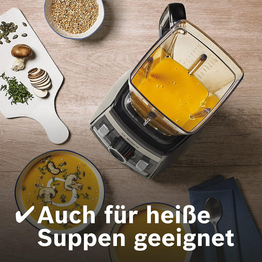 Bosch Frullatore VitaBoost MMBH6P6BDE, lama a 6 punte in acciaio inox, caraffa in Tritan da 2,5l, pestello, 6 programmi automatici, ricettario, senza BPA, facile da pulire, 45.000 giri/min, 1600 W, nero