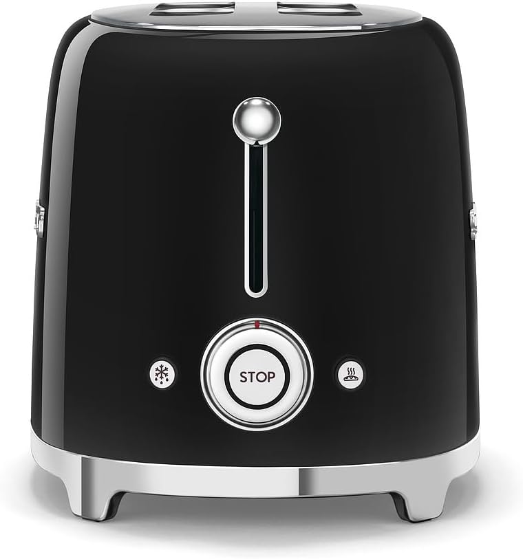 Smeg, 2x2 TSF01CREU - Tostapane, 2 scomparti per 2 fette, 6 livelli di doratura, funzione riscaldamento, funzione scongelamento e bagel, vassoio raccoglibriciole, 950W, Crema