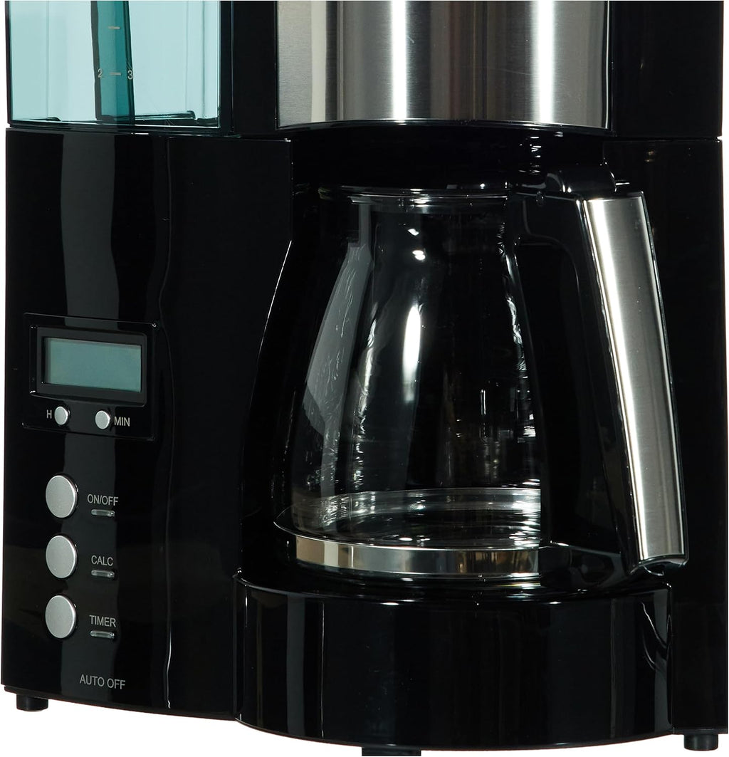Melitta Optima Timer – Macchina da caffè con timer, macchina da caffè americano con caraffa in vetro e serbatoio dell'acqua rimovibile, per un massimo di 8 tazze di caffè, nero