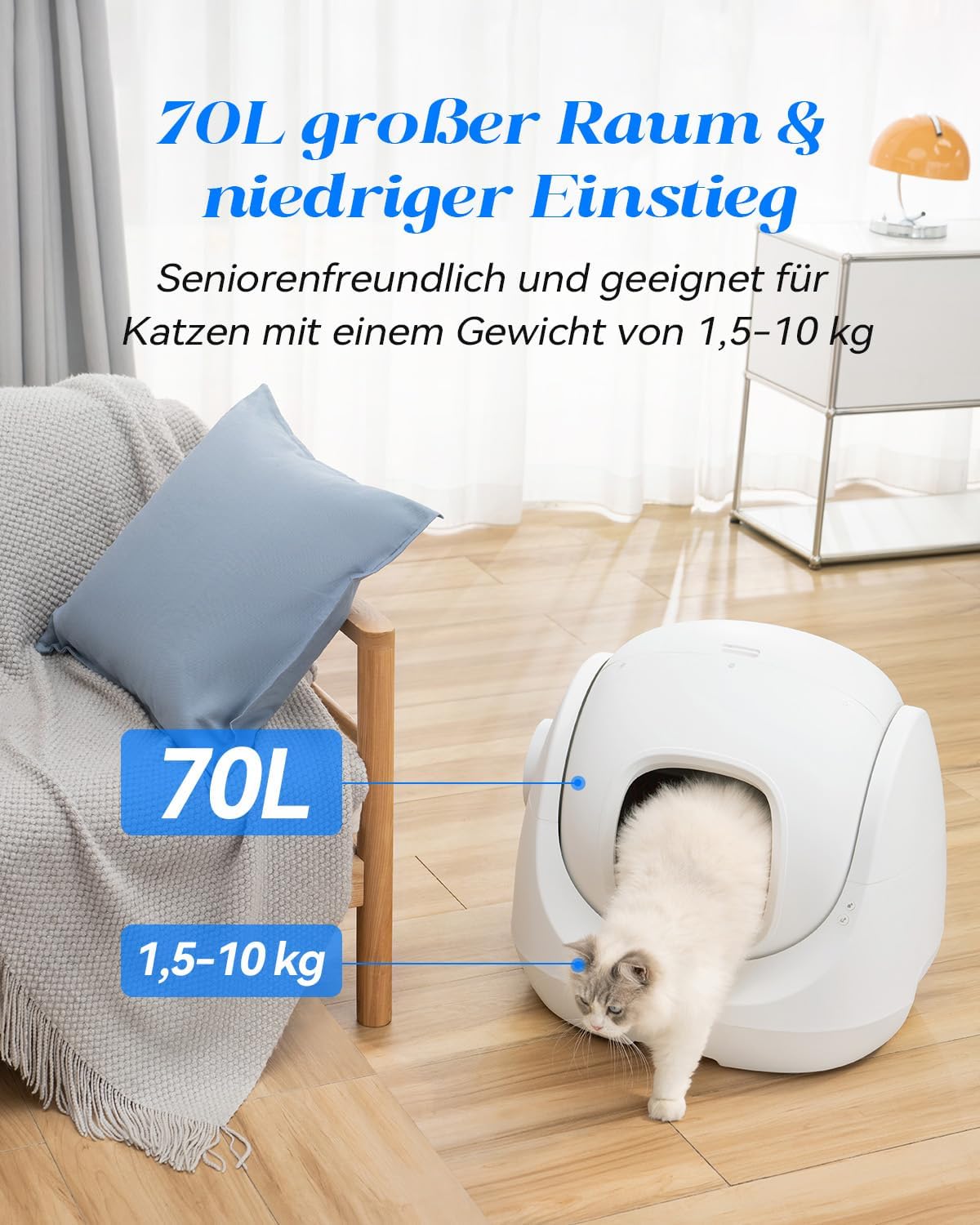 Catlink Baymax Lettiera autopulente, Monitoraggio della salute del tuo gatto, Adatta per gatti da 1,5 a 10 kg, per più gatti