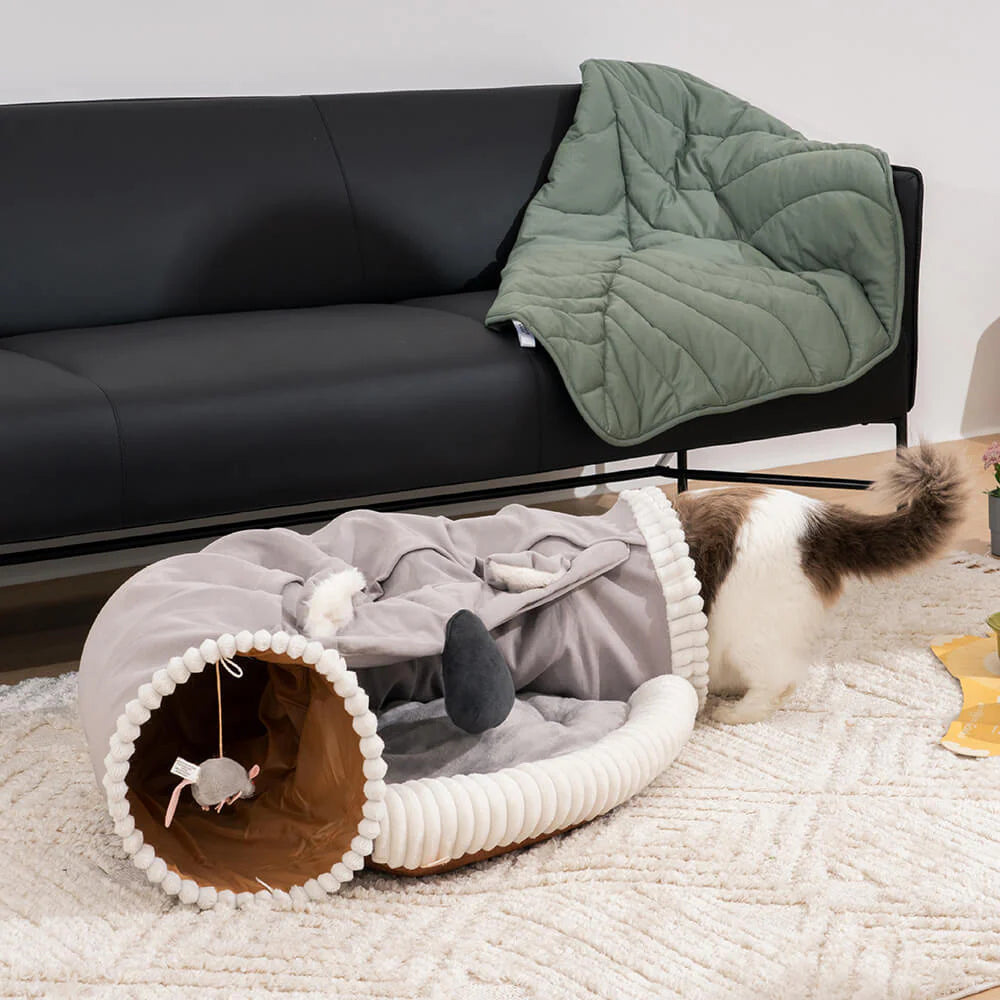 Faltbarer ComfyCat-Tunnel – Kuscheliges 2-in-1 Bett für drinnen