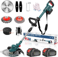 Hengriacly Tagliabordi a Batteria 21V, Tagliabordi a Batteria per Makita, Tagliabordi con Spazzola per Erbacce, Decespugliatore a Batteria, Motosega a Batteria - Include 2 Batterie da 4.0Ah e Caricabatterie, Motore Brushless da 750W