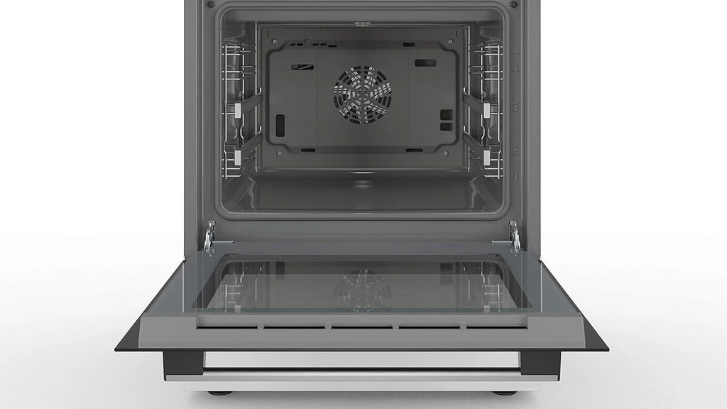 Bosch HKR39C250 Serie 4 Cucina Elettrica Indipendente, 60 cm di larghezza, Pulizia EcoClean Direct, Cottura a Ventilazione 3D su 3 livelli, Controllo con Display LED, Zona di cottura espandibile per pentole grandi