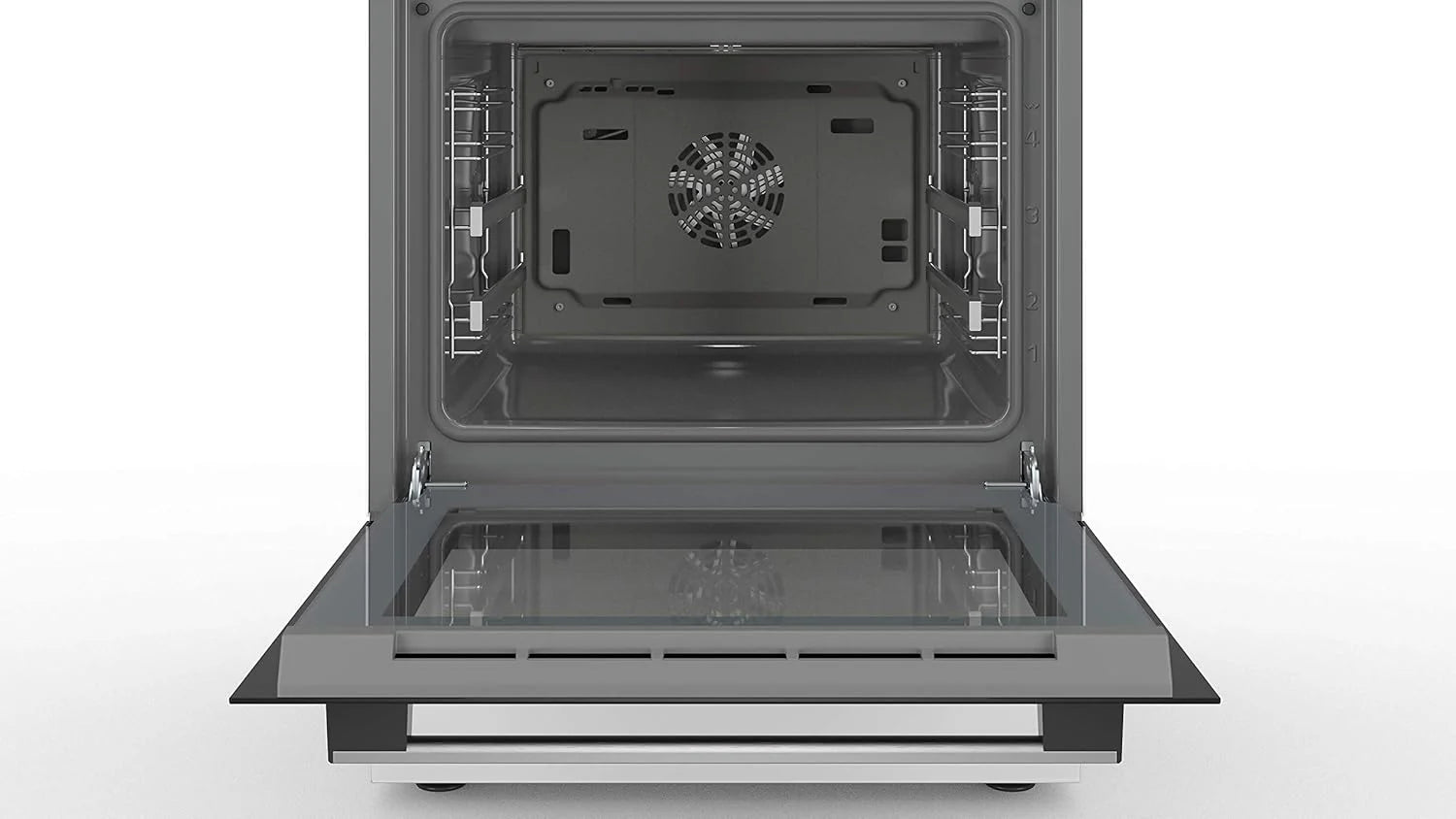 Bosch HKR39C250 Serie 4 Cucina Elettrica Indipendente, 60 cm di larghezza, Pulizia EcoClean Direct, Cottura a Ventilazione 3D su 3 livelli, Controllo con Display LED, Zona di cottura espandibile per pentole grandi