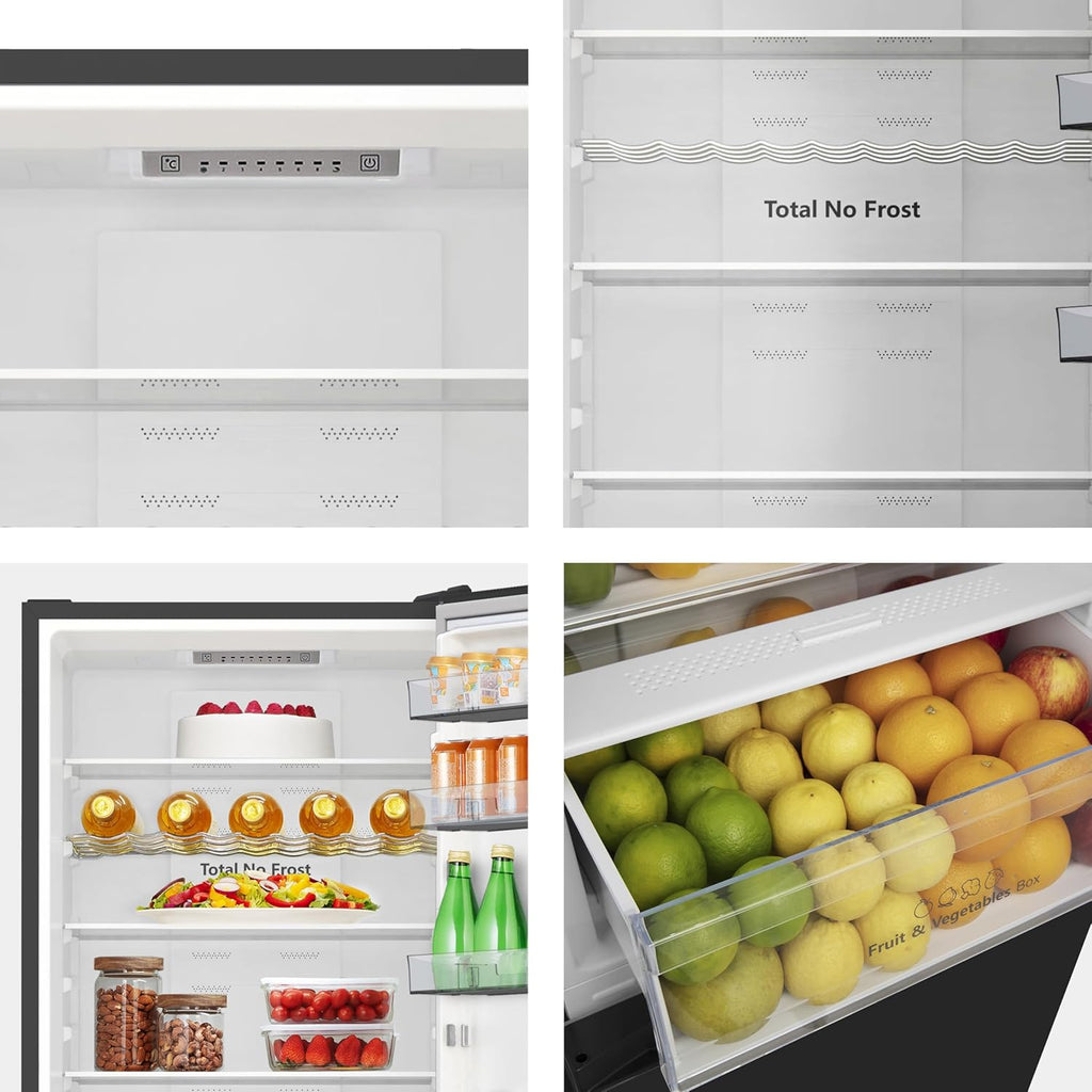 Hisense RB327N4ADD Frigorifero Combinato, Classe Energetica D, Total NoFrost, Porta Reversibile, Griglia Portabottiglie, Vano Frigo 171 Litri, Vano Congelatore 85 Litri, Look Acciaio Inox