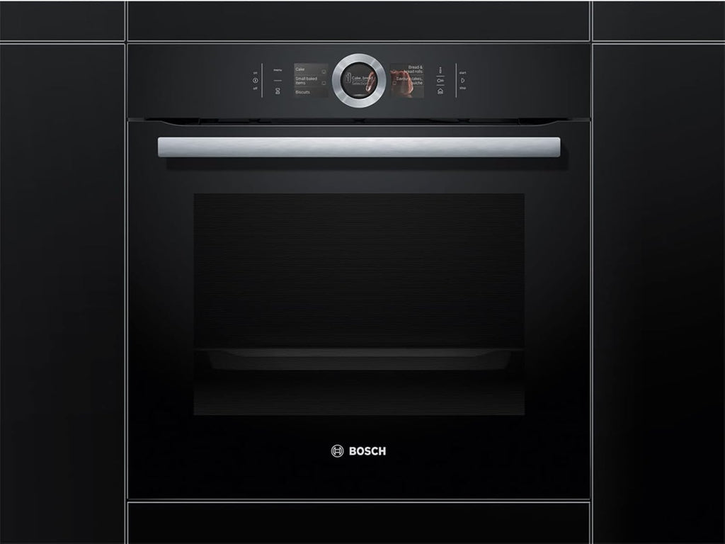 Bosch HMG7361B1, Serie 8 Forno da incasso intelligente con funzione microonde, 60 x 60 cm, Made in Germany, Nero, Air Fry, Anello di controllo digitale, Display touch, Programmi automatici, Supporto per la pulizia