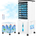 Condizionatore Portatile Senza Tubo, 12L 60W Raffrescatore Evaporativo con Timer 12H, 3 Modalità, 40dB, Oscillazione 120°, Serbatoio Acqua Rimovibile, Telecomando, Silenzioso Refrigeratore d'Aria per Casa Stanza Ufficio