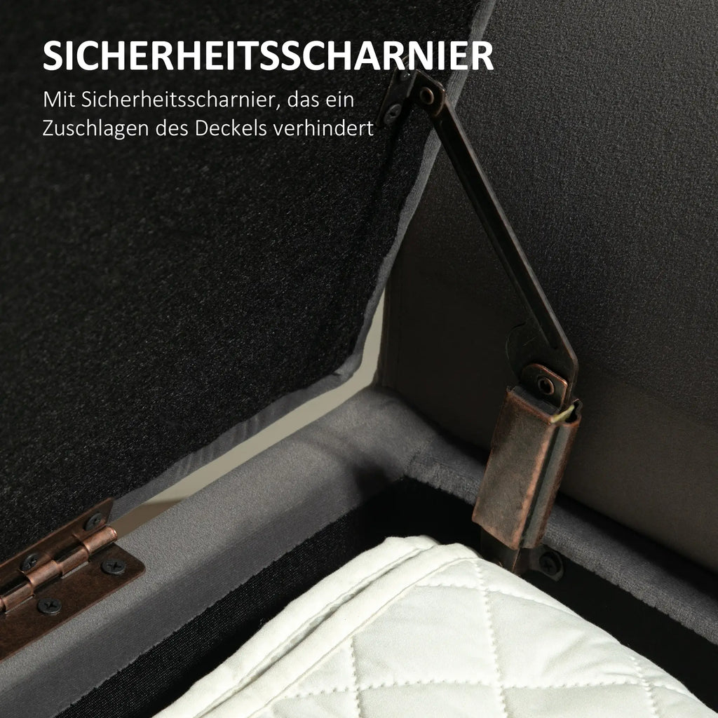 HOMCOM Sitzbank mit Stauraum & Armlehnen, Dunkelgrau
