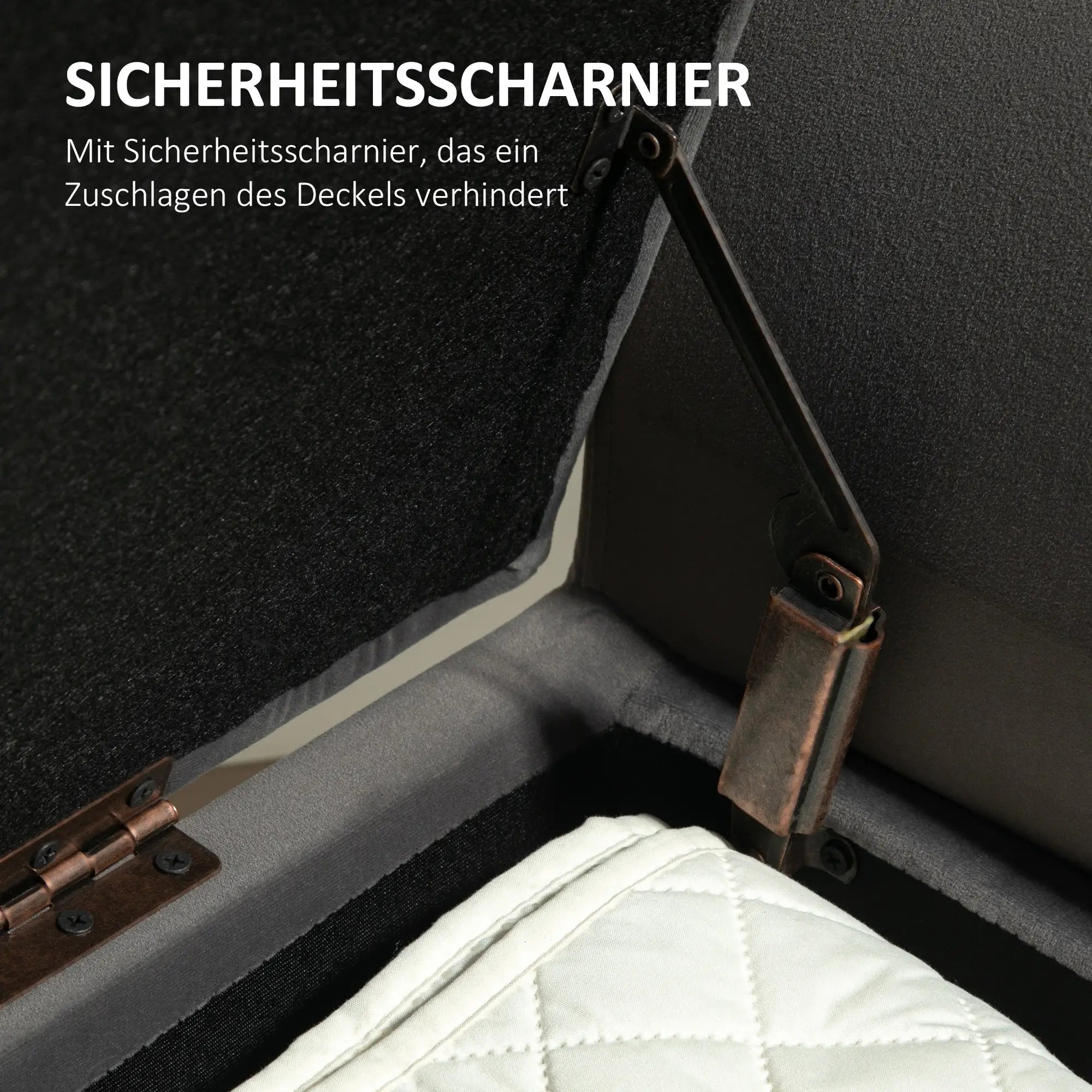 HOMCOM Sitzbank mit Stauraum & Armlehnen, Dunkelgrau