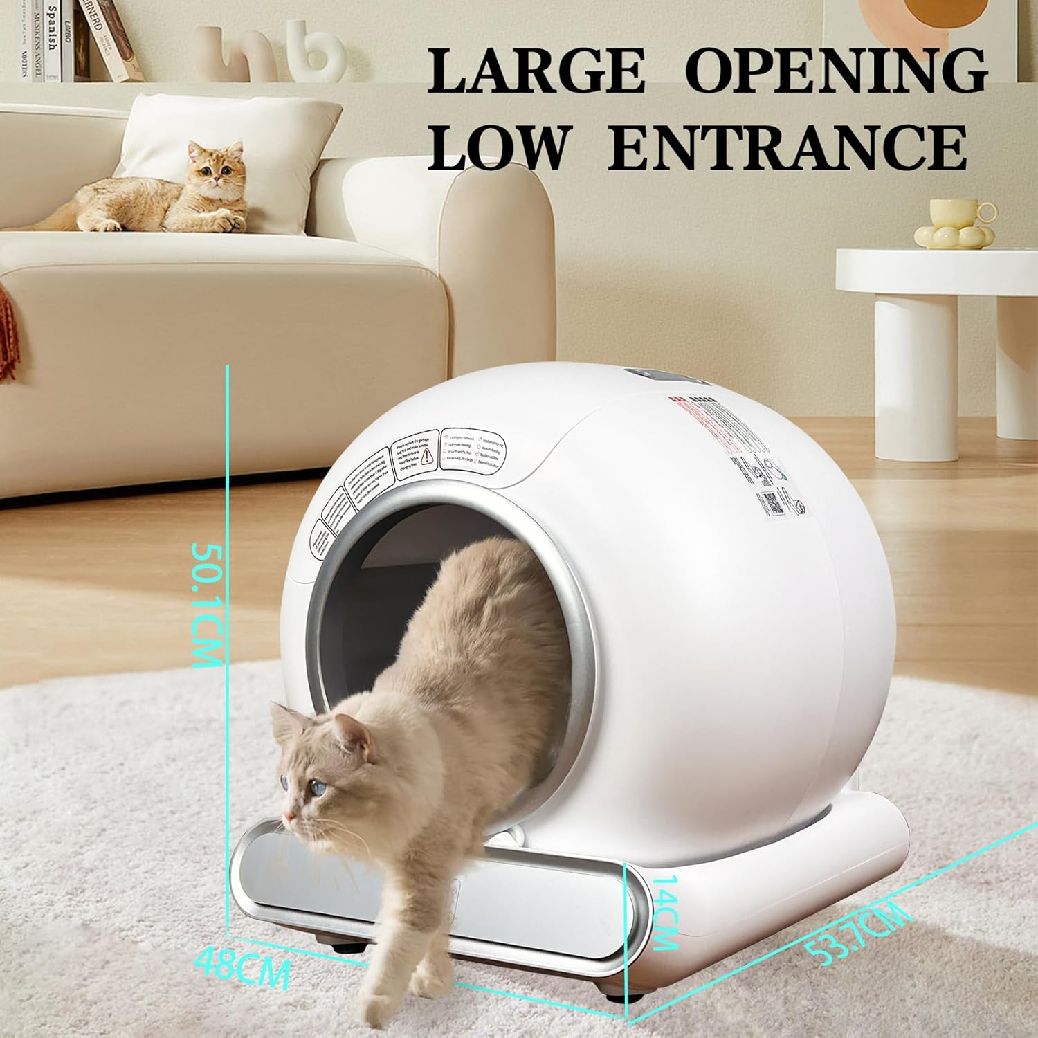 Lettiera Gatto Automatica Elettrica Cat Litter Box Selbstreinigende Automatisches Katzenklo XXL con APP Lettiera Elettrica Chiusa per Gatti di Taglia Grande (Tipo A)