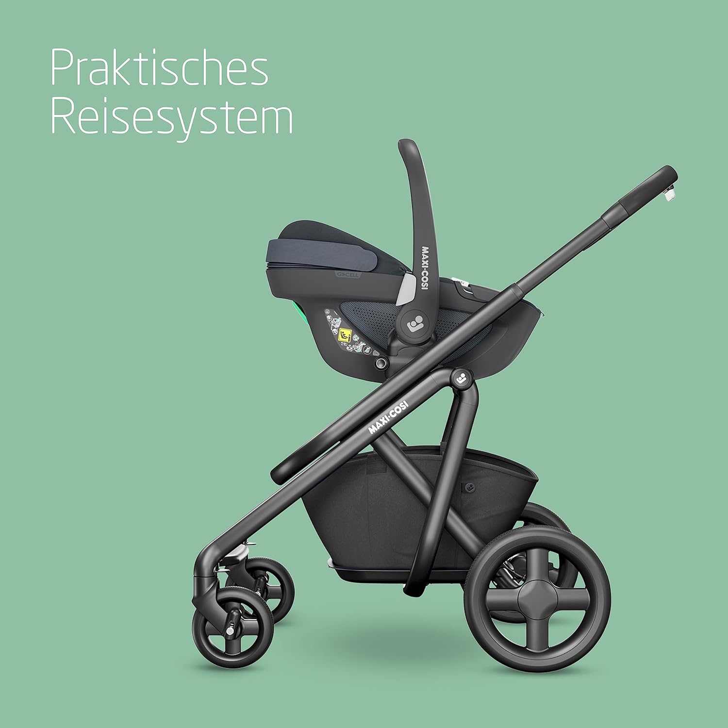 Maxi-Cosi Pebble 360 i-Size Babyschale Drehbar, Neugeborenen Autositz 360 Grad, 0–15 Monate (40–83 cm), Drehung mit einer, ClimaFlow, Easy-In-Gurt, G-CELL Seitenaufprallschutz, Essential Graphite