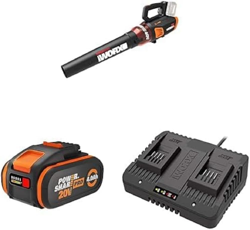 WORX NITRO 40V Profi Akku-Laubbläser WG585E.9 - starker bürstenloser Motor - 3 Geschwindigkeiten & 2 Modus - 266km/h Luftgeschwindigkeit - 1053m³/h Luftmenge - leicht & kompakt - ohne Akku & Ladegerät