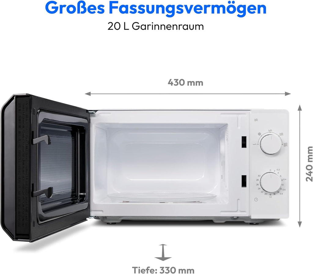 MEDION Mikrowelle, ca. 700 Watt Leistung, ca. 17 Liter Kapazitt, 6 Stufen, Auftaufunktion, MD 15644, schwarz/silber