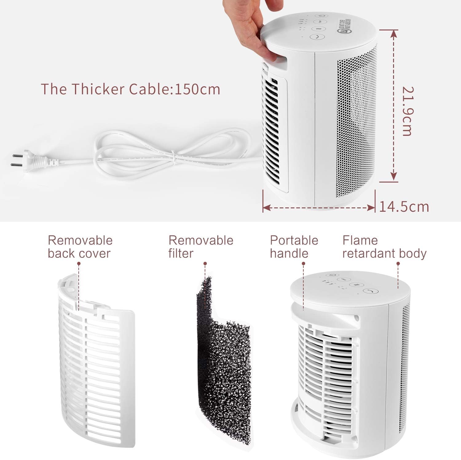 MYCARBON Stufetta Elettrica Bagno 900W/1500W Termoventilatore Basso Consumo Silenzioso con Termostato 8H Timer Oscillazione 60° Protezione Antiribaltamento e Surriscaldamento, Stufa Elettrica in Ceramica per Bagno Soggiorno
