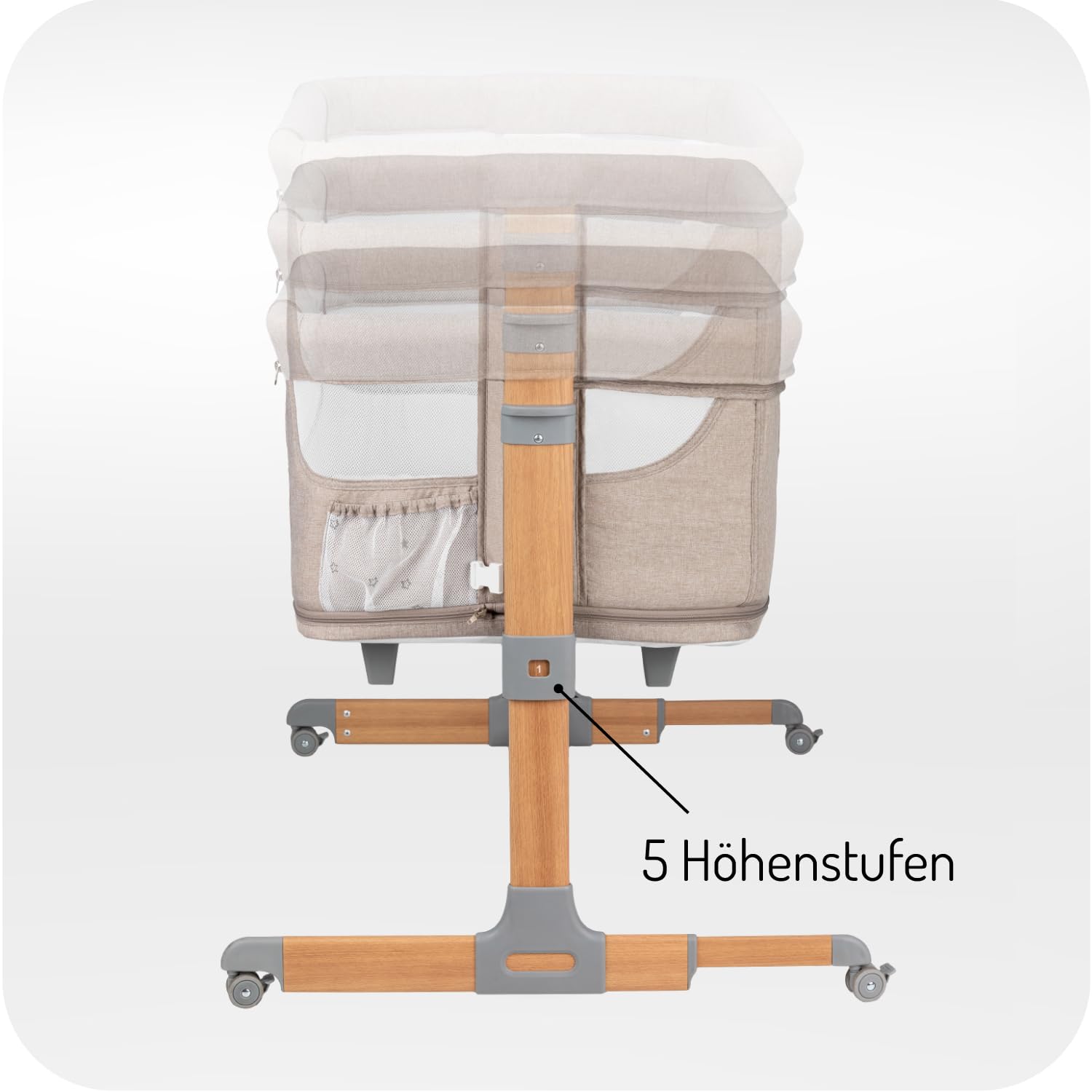 Momi SMART Bed Lettino fianco letto 4-in-1, fino a 15 kg, con materasso, regolabile in altezza
