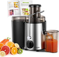 FOHERE Centrifuga per Frutta e Verdura in Acciaio Inox, 400W con Imboccatura Larga da 65 MM e 3 Velocità, Funzione Anti-Goccia e Protezione da Surriscaldamento con Spazzola per la Pulizia, Argento