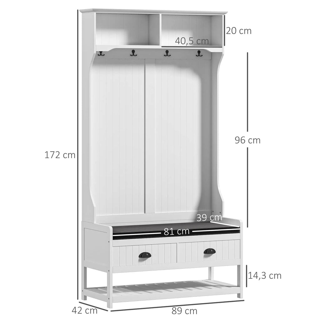 HOMCOM Attaccapanni con Scarpiera Design Tutto in Uno Bianco